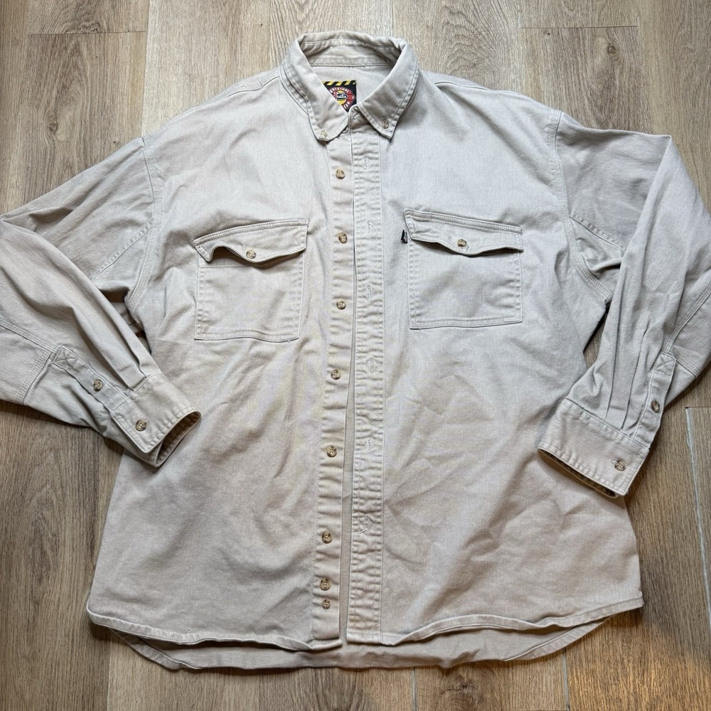 Justin Original Workwear Long Sleeve Button Down Shirt Men's Size 2XL Heavy Work